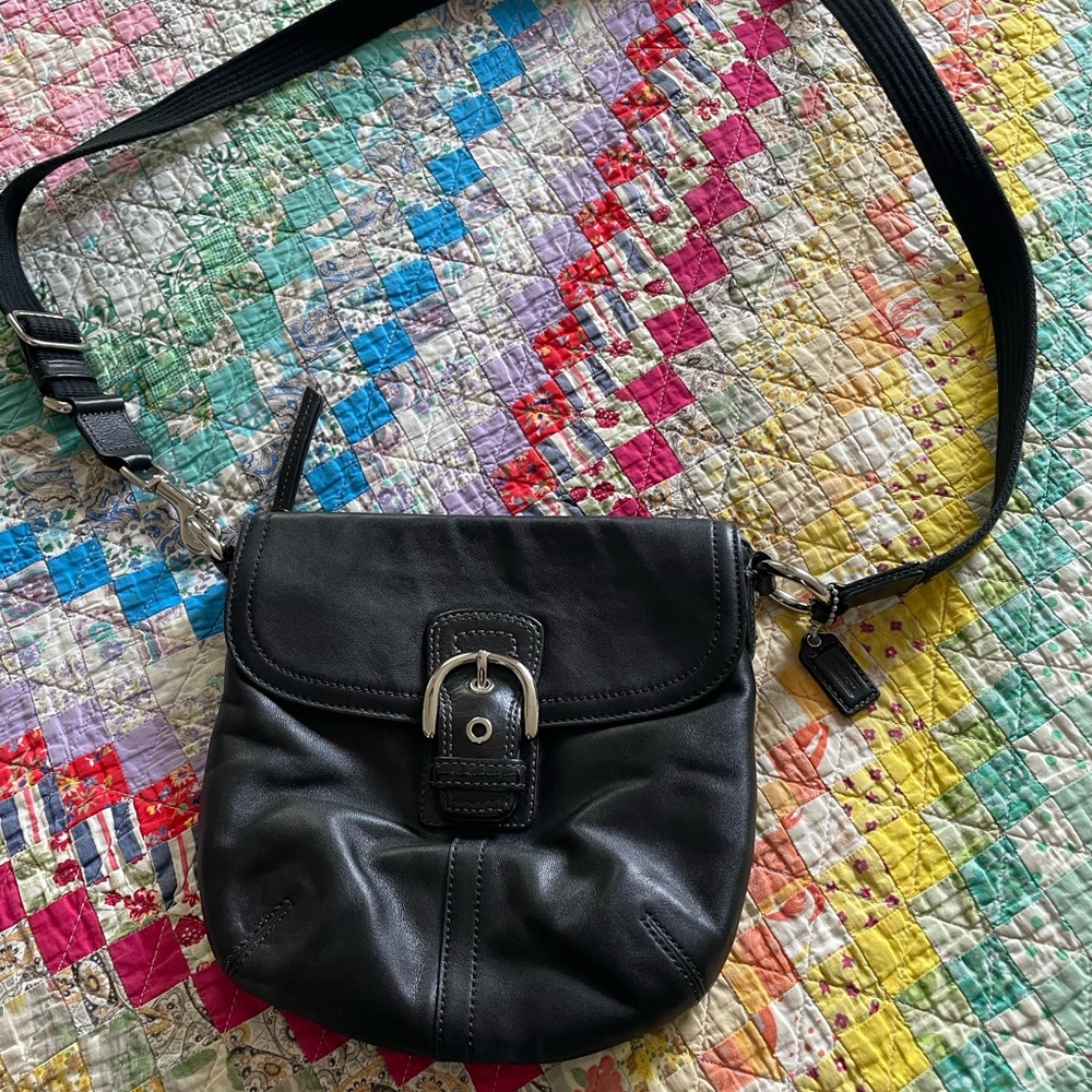 Black Leather Crossbody with Adjustable Strap